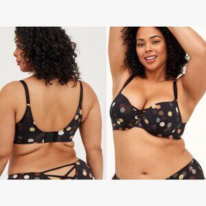 Torrid Curve XO Push-Up Plunge Bra Holiday Lights Black Women's‎ Plus Size 42D